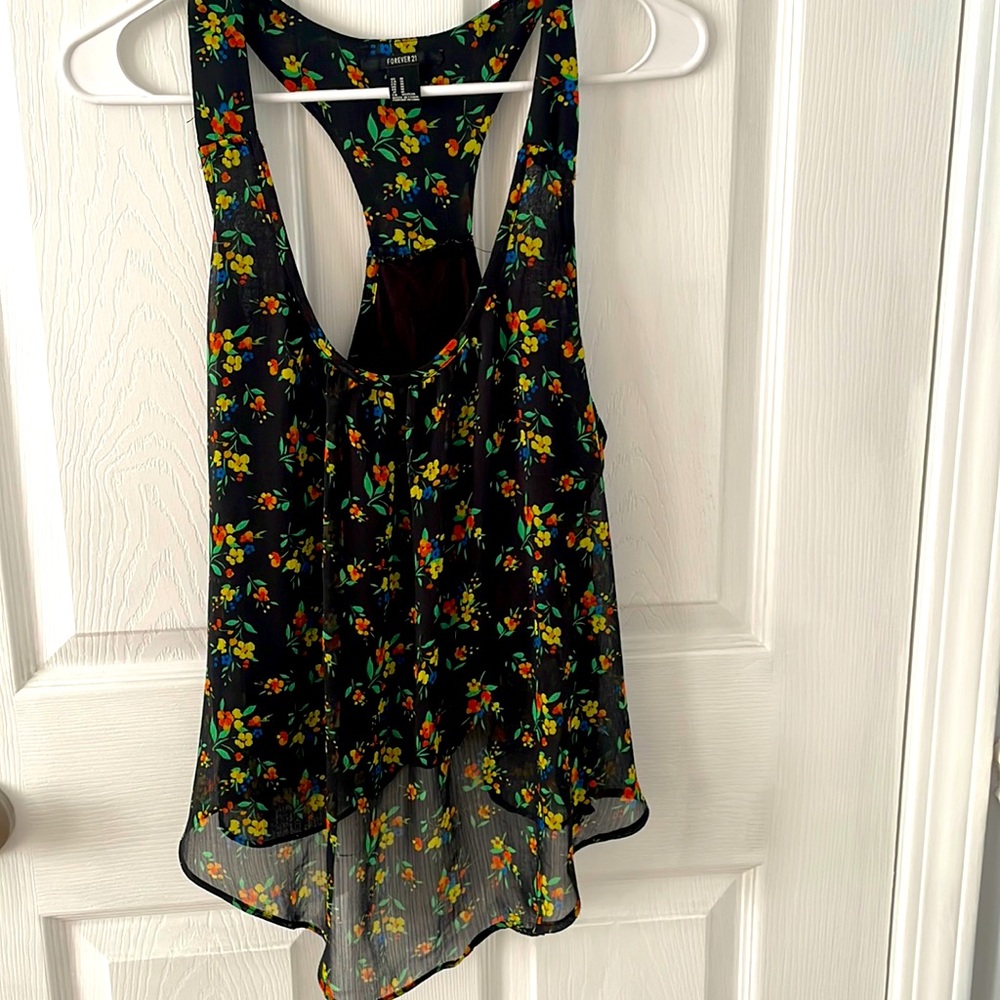 Forever21 Black Floral tank
